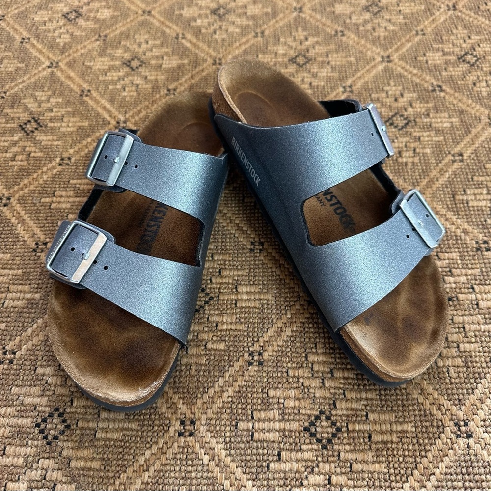 Birkenstock Silver Double-Strap Sandals